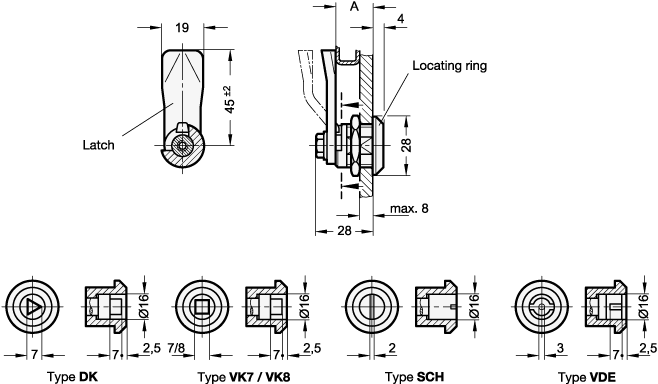 Stainless Steel Latches GN 115 sketch