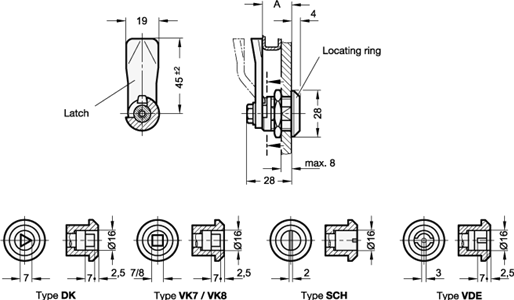 Stainless Steel Latches GN 115 sketch