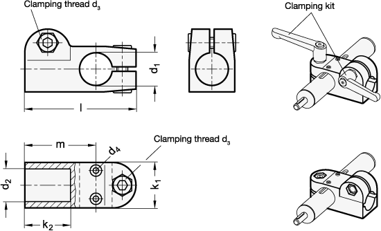 T Angle Linear Actuator Connectors GN 191.1 sketch