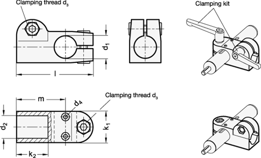 T Angle Linear Actuator Connectors GN 191.1 sketch