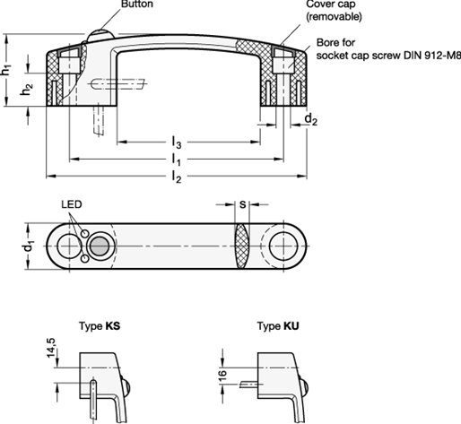 Cabinet U Handles plastic GN 628.4 sketch