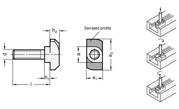 Stainless Steel T Slot Bolts GN 505.5 sketch