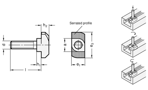 Stainless Steel T Slot Bolts GN 505.5 sketch