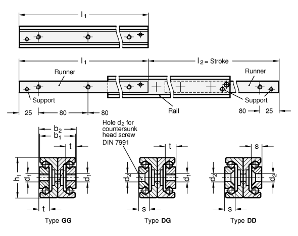 Telescopic Linear Slides GN 2408 sketch