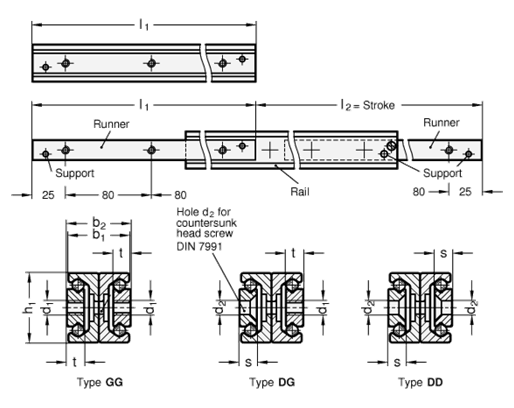 Telescopic Linear Slides GN 2408 sketch