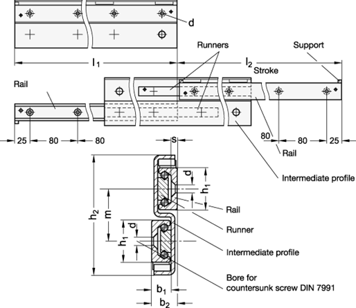 Telescopic Linear Slides GN 2406 sketch