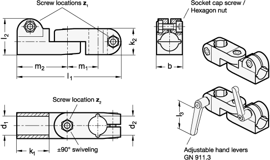 Swivel Clamp Connector Joints GN 283 sketch