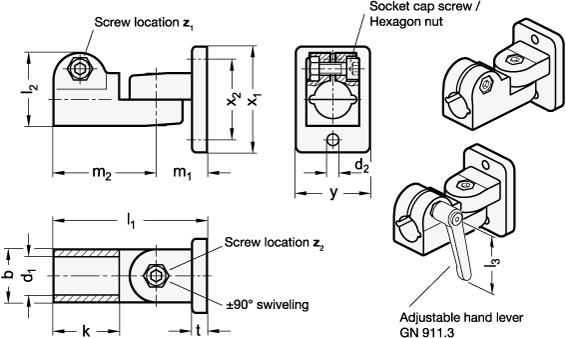 Swivel Clamp Connector Joints GN 281 sketch