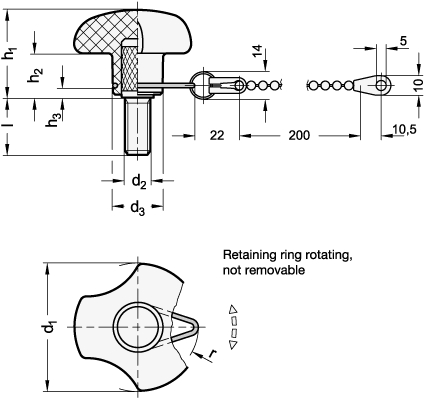 Three Lobed Knob Screws GN 5342.13 sketch