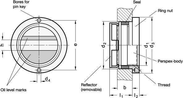 Oil Sight Glasses Resistant up to 80C GN 537 sketch