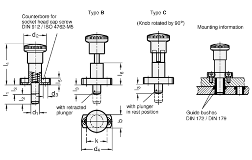 Indexing Plungers Steel  blackened GN 817.3 sketch