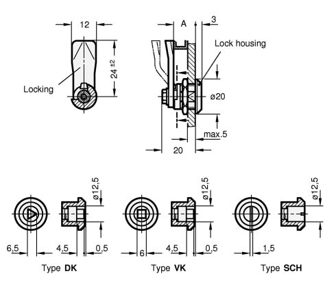 Stainless Steel Mini Latches GN 115.6 sketch