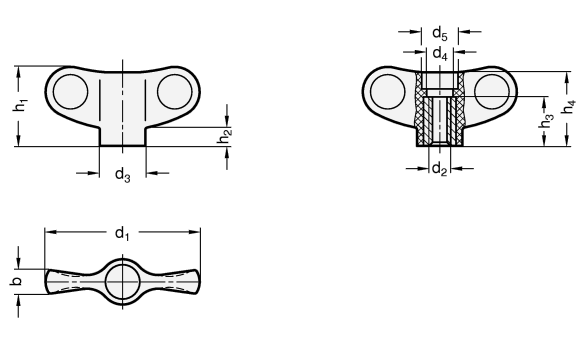 Wing Nuts without Cover Cap GN 634.1 sketch