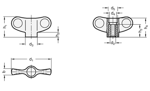 Wing Nuts without Cover Cap GN 634.1 sketch
