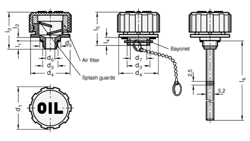 Breather Caps with  without filter  with  without dipstick GN 663 sketch
