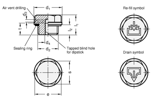 Threaded Plugs GN 742 sketch