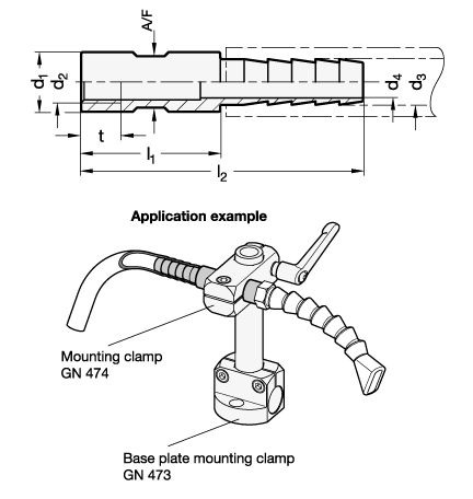 Stainless Steel Hose Adapters GN 480.7 sketch