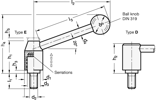 Adjustable Tension Levers GN 212.3 sketch