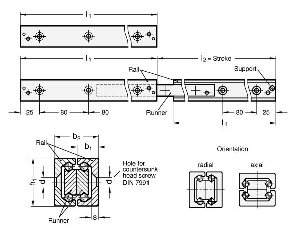 Telescopic Linear Slides GN 2410 sketch