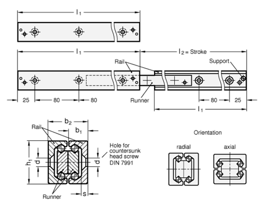 Telescopic Linear Slides GN 2410 sketch