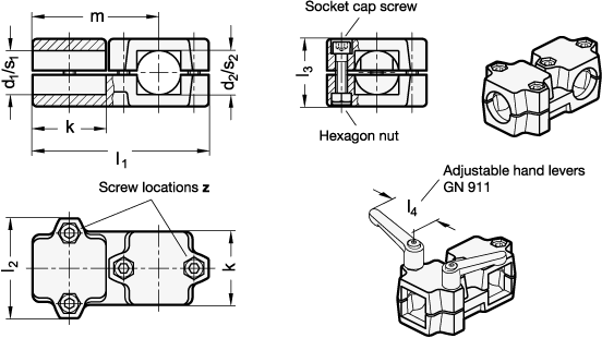 T Angle Connector Clamps GN 194 sketch