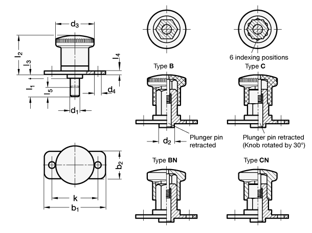 Stainless Steel Mini Indexing Plungers GN 822.9 sketch