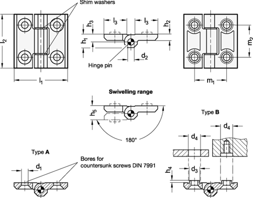 Stainless Steel Heavy Duty Hinges GN 237.3 sketch