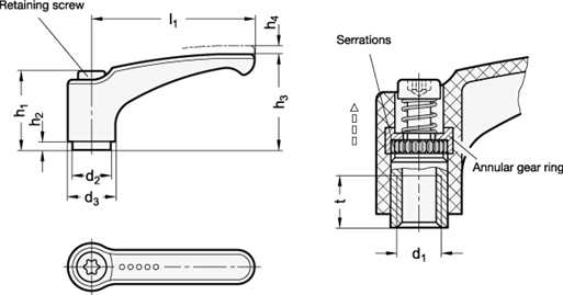 Adjustable Hand Levers GN 604.1 sketch