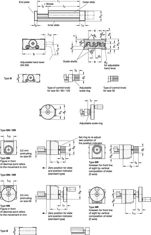 Adjustable Slide Units GN 900 sketch