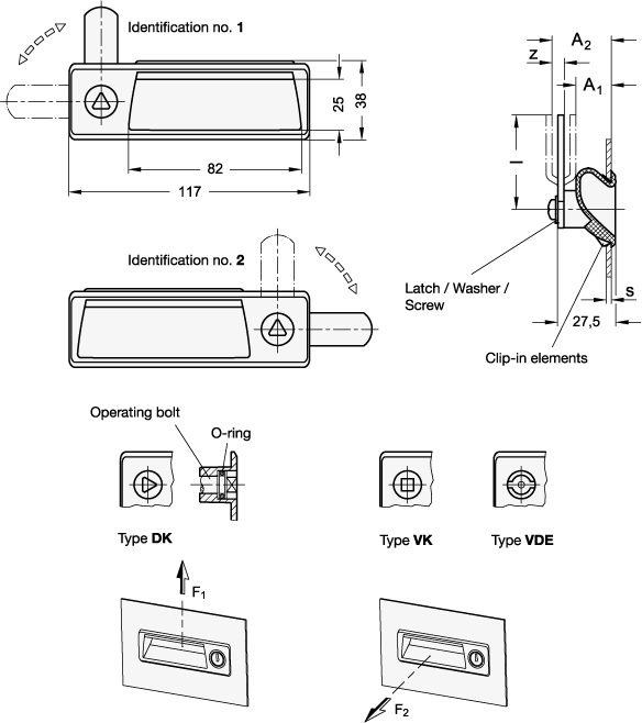 Latches with Gripping Tray GN 731.5 sketch