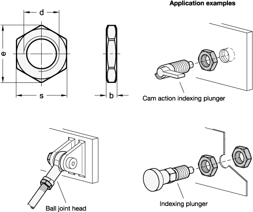 Thin Stainless Steel Hex Nuts ISO 4035 sketch