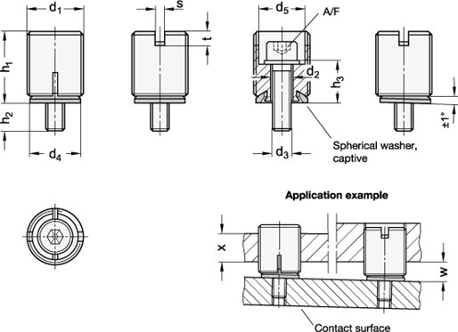 Stainless Steel Leveling Elements GN 355.2 sketch