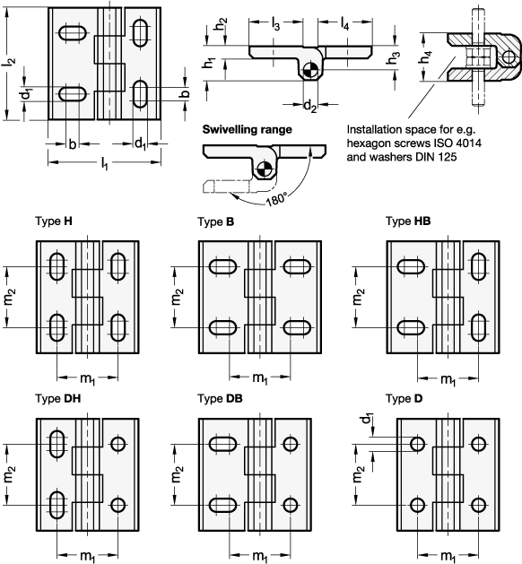 Hinges Zinc die casting GN 235 sketch