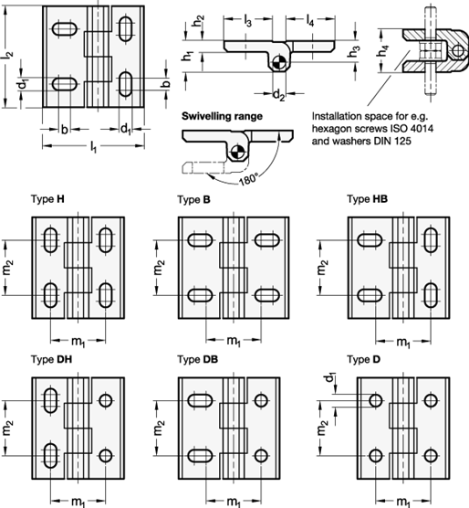 Hinges Zinc die casting GN 235 sketch