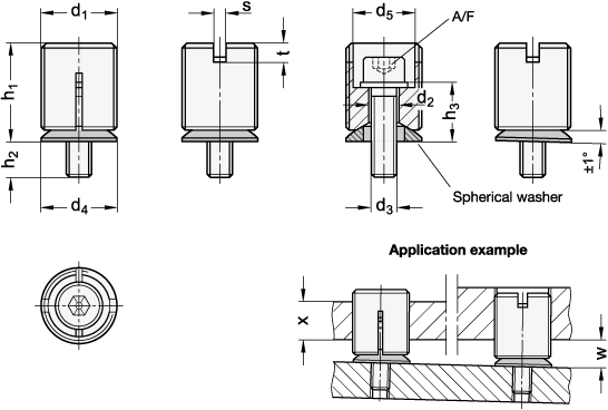 Stainless Steel Leveling Elements GN 355 sketch