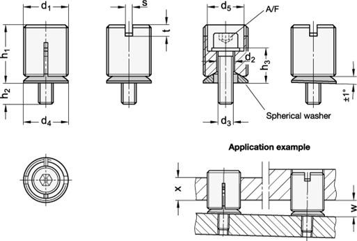 Stainless Steel Leveling Elements GN 355 sketch