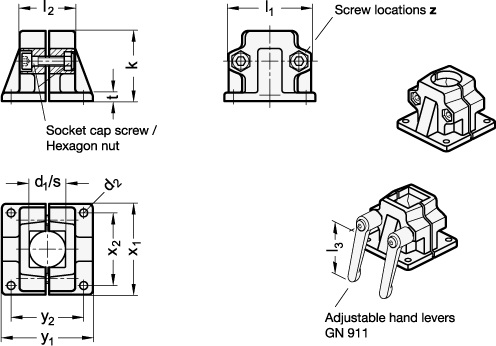 Base Plate Connector Clamps GN 165 sketch