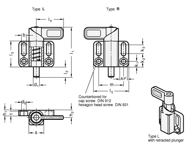 Stainless Steel Spring Latches GN 722.3 sketch