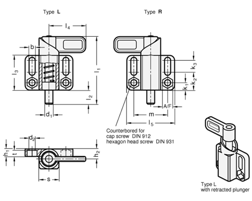 Stainless Steel Spring Latches GN 722.3 sketch