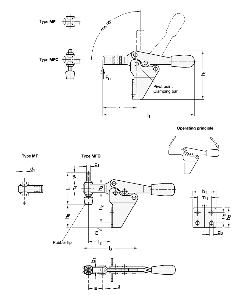 Toggle Clamps Steel  zinc plated GN 820.2 sketch