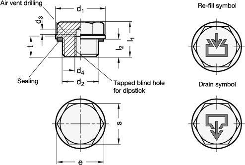 Threaded Plugs GN 741 sketch