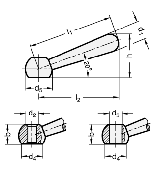 Short Clamping Levers GN 204 sketch