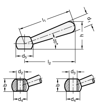 Short Clamping Levers GN 204 sketch