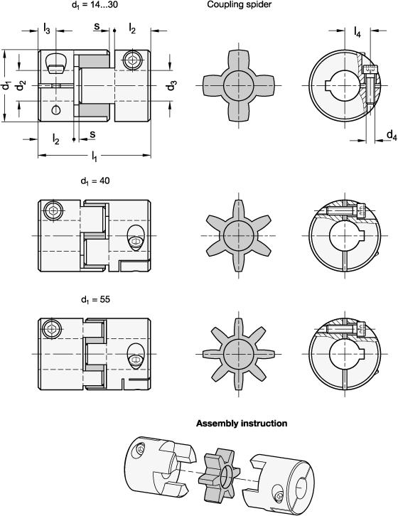 Elastomer Jaw Couplings GN 2240 sketch