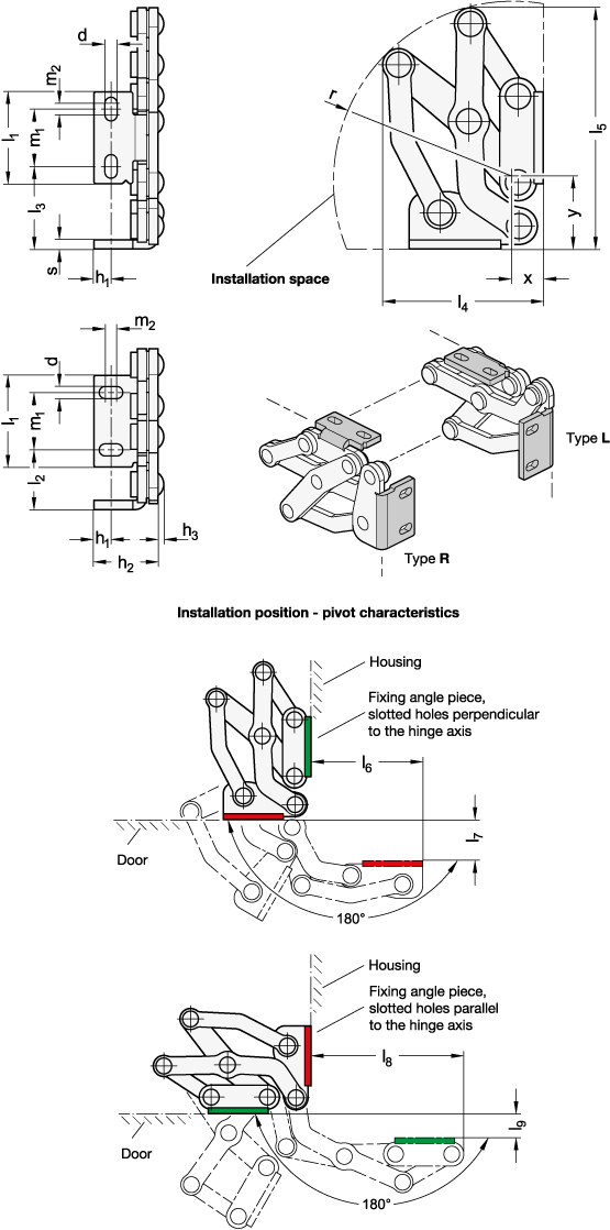 Stainless Steel Multiple Joint Hinges GN 7237 sketch