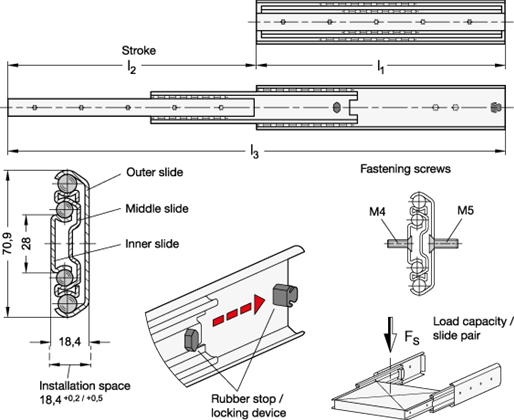 Telescopic Slides GN 1430 sketch