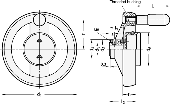 Spoked Handwheels plastic GN 522.8 sketch