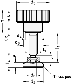 Knurled Screws plastic threaded stud Stainless Steel GN 421.12 sketch