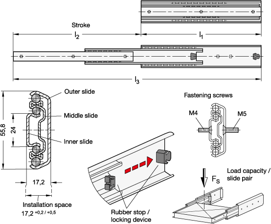 Telescopic Slides GN 1420 sketch