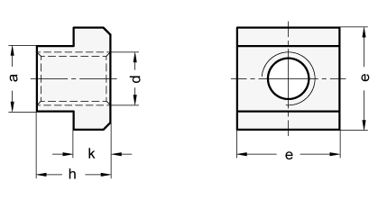 Stainless Steel T Nuts DIN 508 sketch